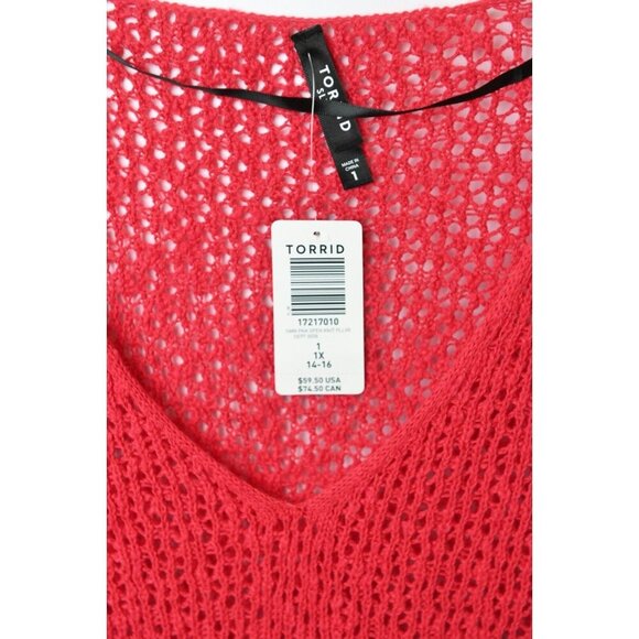 Torrid Red Cable Loose Knit Warm Cozy Sweater Pullover Sz 1 14-16 NEW - Picture 7 of 15